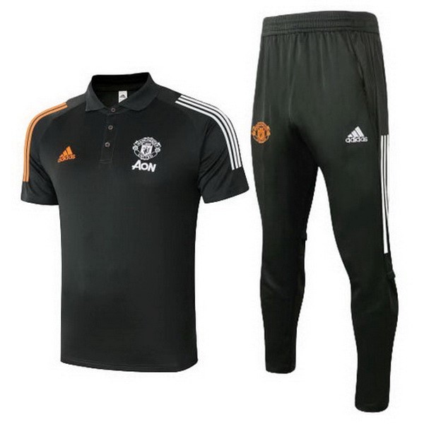 Polo Conjunto Completo Manchester United 2020 2021 Negro